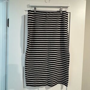 Sanctuary Size Medium Navy white stripe midi stretch pull on Skirt